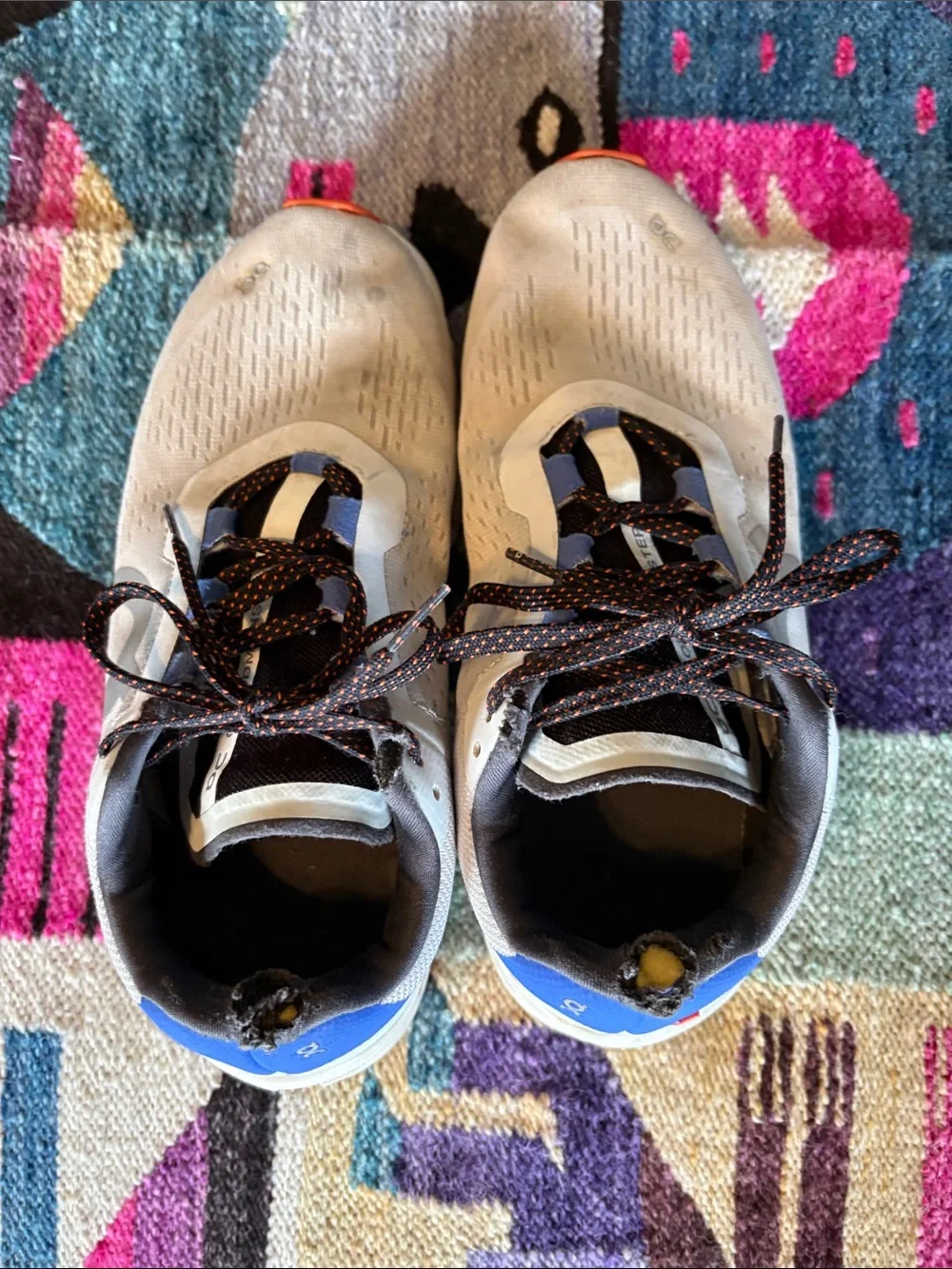 On Running Women's White and Blue Cloudventure-Style Athletic Shoes